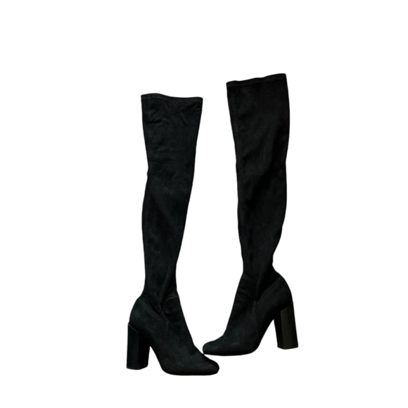 JEFFREY CAMPBELL Perouze Black Over The Knee Suede Heeled Boots - Picture 10 of 14